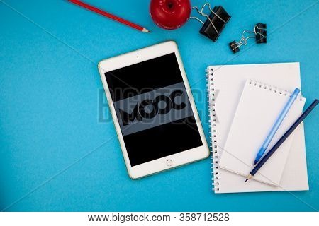 Kyiv, Ukraine - March 31, 2020: Mooc Page Site App On Ipad For Online Courses, Online Education. Moo