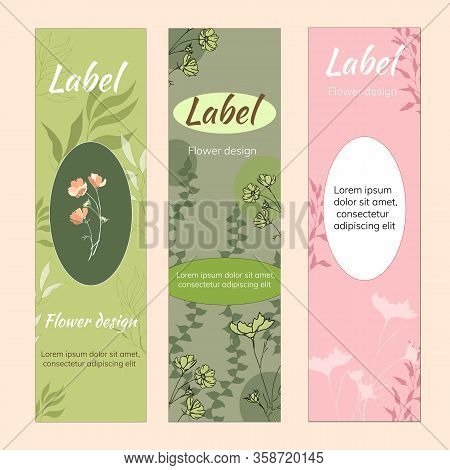Set Of Labels Drawn From Botanical Vector Illustrations. Set Of Modern Patterns For Spirits And Drin