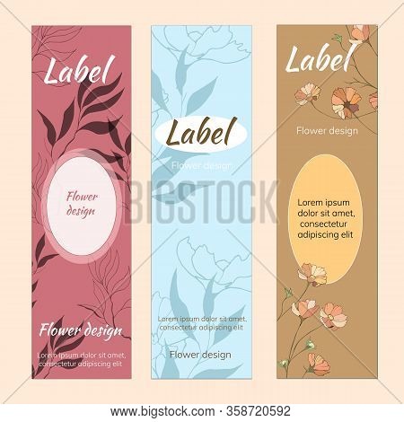 Set Of Labels Drawn From Botanical Vector Illustrations. Set Of Modern Patterns For Spirits And Drin