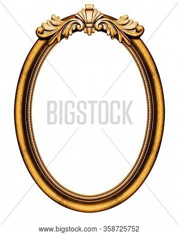 Wooden oval frame isolated on white background, including clipping path