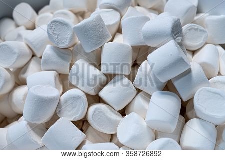 A Lot Of Fresh Marshmallows. Close-up On The Photo.