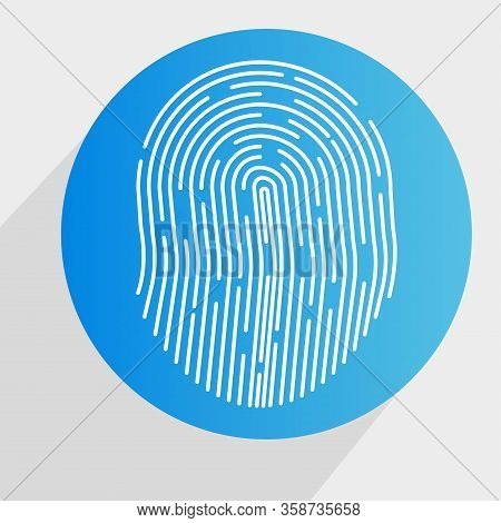Id Icon Human Fingerprint Icon. Blue. Flat Style. Vector Illustration