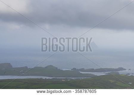 Beautiful Aerial View Of Beginish Island. Locations Worth Visiting On The Wild Atlantic Way. Scenic 