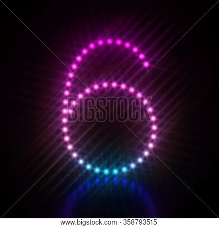 Pink Blue Dot Light Font Number 6 Six 3d Render Illustration Isolated On Black
