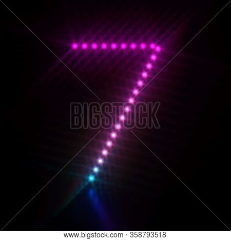 Pink Blue Dot Light Font Number 7 Seven 3d Render Illustration Isolated On Black