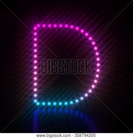 Pink Blue Dot Light Font Letter D 3d Render Illustration Isolated On Black
