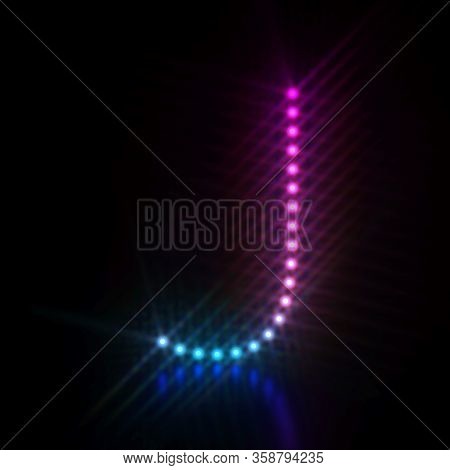 Pink Blue Dot Light Font Letter J 3d Render Illustration Isolated On Black