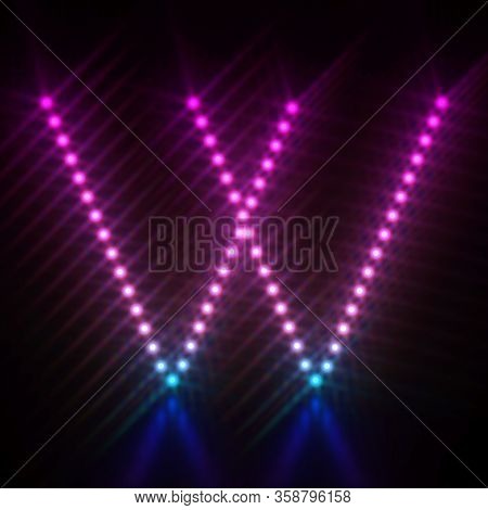 Pink Blue Dot Light Font Letter W 3d Render Illustration Isolated On Black