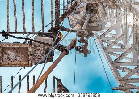 Offshore Oil Rig Worker Prepare Tool And Equipment For Perforation Oil And Gas Well At Wellhead Plat