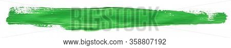 Green chroma brush stroke paiting over isolated background, canvas watercolor texture 