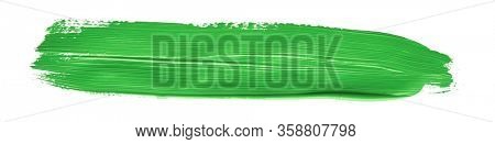 Green chroma brush stroke paiting over isolated background, canvas watercolor texture 
