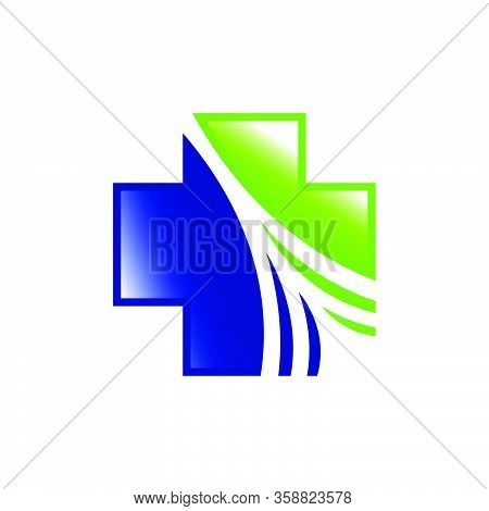 Blue Green Health Care Cross Medical Logo Design Vector Template Illustration