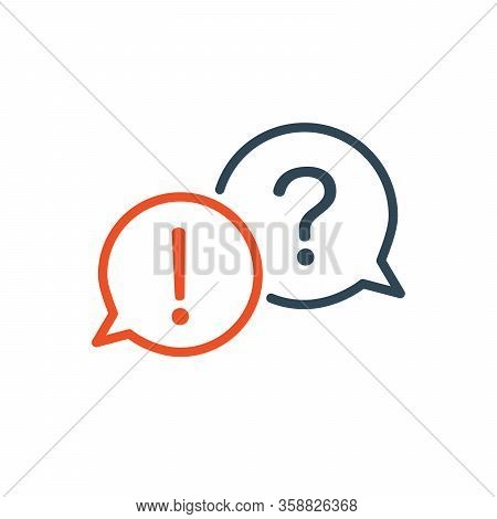 Two Linear Chat Speech Message Bubbles With Question And Exclamation Marks. Faq Or Forum Icon. Commu