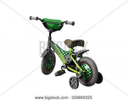 Black Kids Bike On White Background No Shadow