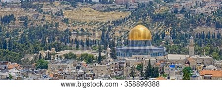 Jerusalem, Israel - May 18, 2016: Dome Of The Rock Panoramic View.