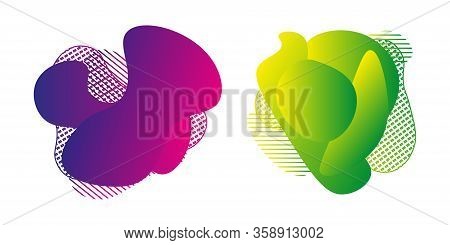 Abstract Liquid Form. Liquid Design. Isolated Gradient Waves With Geometric Lines. Dynamic Colored S