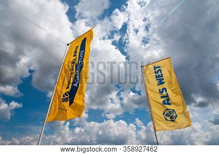 Nastasiv,ternopil,ukraine - July 25, 2019: Presentation Of Agricultural Technology - New Holland Agr