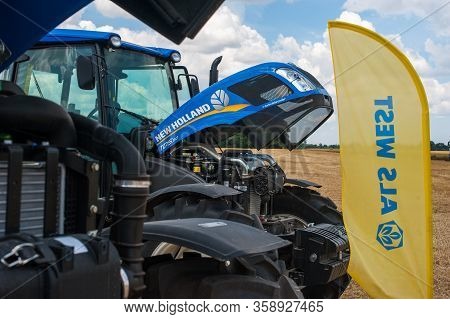 Nastasiv,ternopil,ukraine - July 25, 2019: Presentation Of Agricultural Technology - New Holland Tra