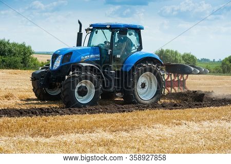 Nastasiv,ternopil,ukraine - July 25, 2019: Presentation Of Agricultural Technology - New Holland, Ne