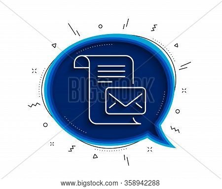 Mail Letter Line Icon. Chat Bubble With Shadow. Read Message Correspondence Sign. E-mail Symbol. Thi