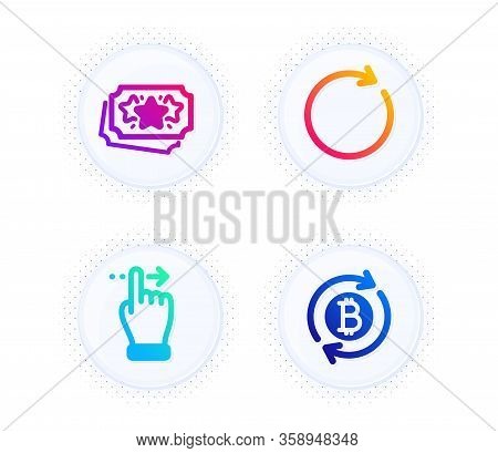 Loyalty Points, Synchronize And Touchscreen Gesture Icons Simple Set. Button With Halftone Dots. Ref