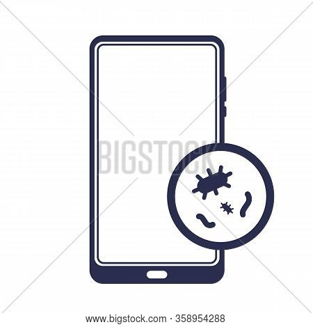 Virus Transmission Related Mobile With Germs Or Virus Vector With Editable Stroke. Eps 10