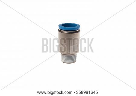Varna, Bulgaria - March 21, 2020:festo Pneumatic Straight Steel Fitting With Thread, Isolated On Whi