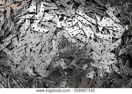 Mounting Angle Metal Brackets. Reinforcement Galvanized Metal Corners Background.
