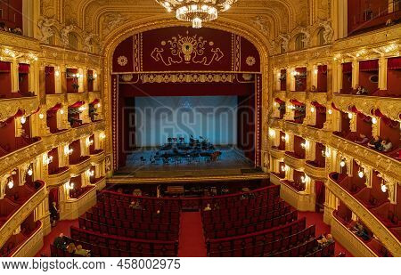 Odessa, Ukraine - May 28, 2022: Odessa Opera Theater Interior With Stage.