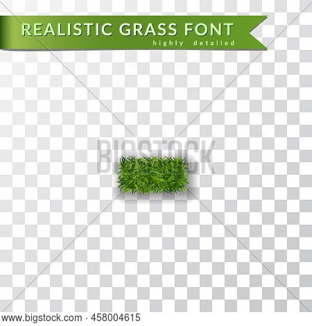 Grass Symbol Minus, Hyphen, Dash 3d Text, Alphabet 3d Design. Green Font Isolated White Transparent 