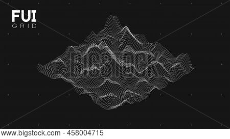 Fui Gui 3d Vector Landscape Scan Grid. Abstract Futuristic Background. Sci-fi Hi-tech Design