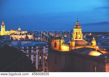 Seville View From Metropol Parasol. Setas De Sevilla Best View Of The City Of Seville, Andalusia, Sp