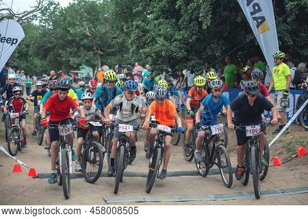 Macin, Romania - June 5, 2022: Macin Mountain Fun Mountain Bike 10 Years Old Kid Contest