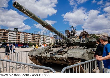Prague, Czech Republic, 11 July 2022: Exhibition Of Russian Invasion Weapons Destroyed By Ukrainian 