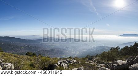 Sea Of Clouds In Fuenfria Valley, Municipality Of Cercedilla, Province Of Madrid, Spain