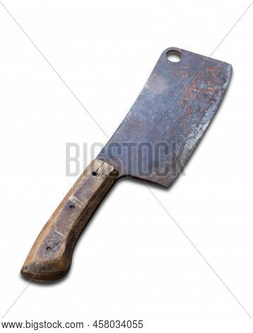 Old Cutler Rusty Meat On A White Background.