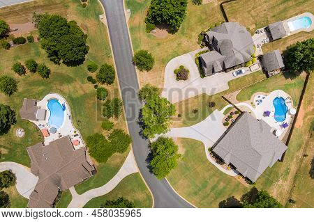 Panorama View Of American Small Town Inman The Houses Roofs Neighborhood Development Suburban Area I