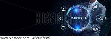 Martech Marketing Technology Concept On Virtual Screen Interface. Business, Technology, Internet And