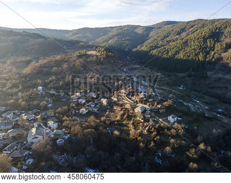 Aerial View Of Village Of Dolen, Blagoevgrad Region, Bulgaria