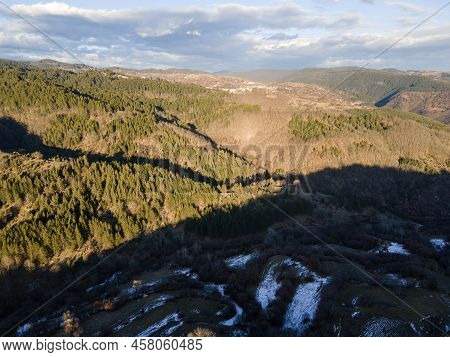 Aerial View Of Village Of Dolen, Blagoevgrad Region, Bulgaria