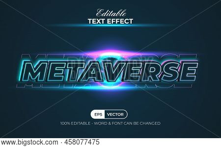 Metaverse Text Effect Neon Style. Editable Text Effect