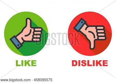 Icon In A Circle Like Dislike With A Caption. Flat Vector Illustration.