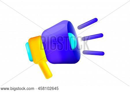 Speaker In Cartoon Style. Attention, News. Vector Illustration. Stock Image.