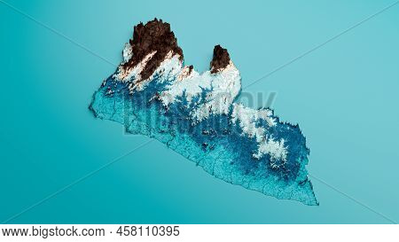 Topographic Liberia Map Hypsometric Elevation Tint Spectral Shaded Relief Map 3d Illustration