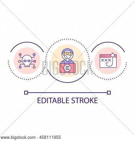 Phishing On Crypto Platforms Loop Concept Icon. Hackers And Frauds Activity. Offers Abstract Idea Th