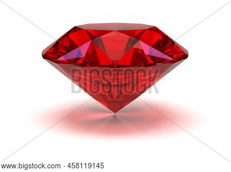 Gemstone, Large, Beautiful Ruby. 3d Image. White Background.