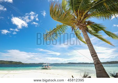 beautiful white beach and blue sky