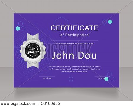 Maths Program Participation Certificate Design Template. Vector Diploma With Customized Copyspace An