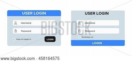 Login Form Vector Icons Set. Registration Form And Login Form Page, Ui Elements