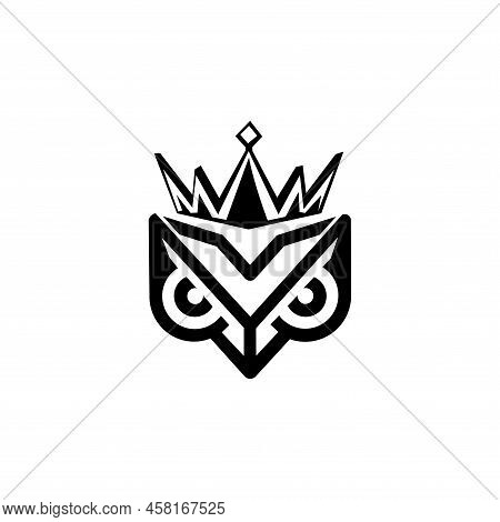 Owl King Logo Icon Design Template. Lgo Design Isolased White Background